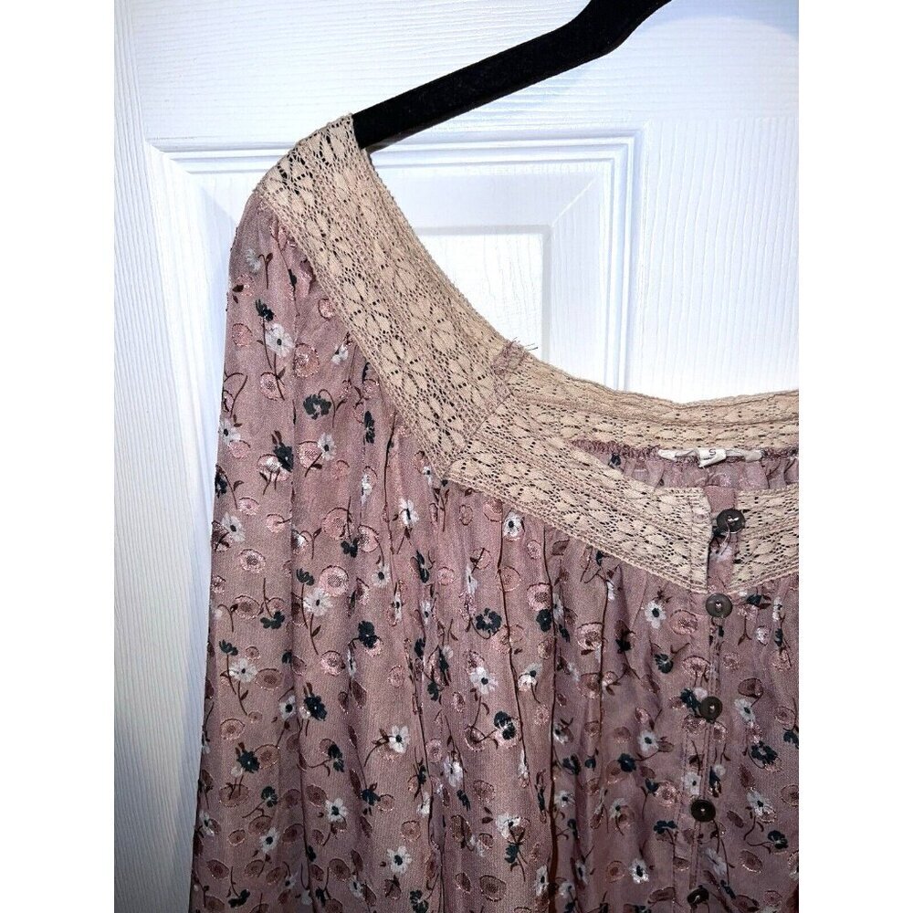 Easel Boho Semi Sheer Button Boho Peasant Lagenlo… - image 5